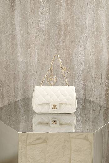 CHANEL | Classic Mini Double Flap With Hook White