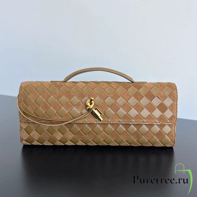 BOTTEGA VENETA | Andiamo Long Clutch In Suede Brown  - 1