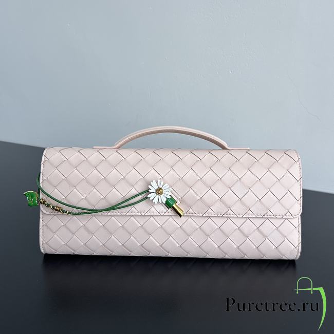 BOTTEGA VENETA | Flower Charm Andiamo Long Clutch In Light Pink - 1
