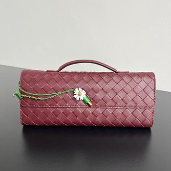 BOTTEGA VENETA | Flower Charm Andiamo Long Clutch In Burgundy