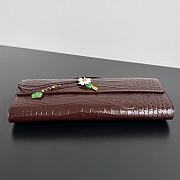 BOTTEGA VENETA | Flower Charm Crocodile Andiamo Long Clutch In Burgundy - 6
