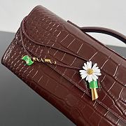 BOTTEGA VENETA | Flower Charm Crocodile Andiamo Long Clutch In Burgundy - 5