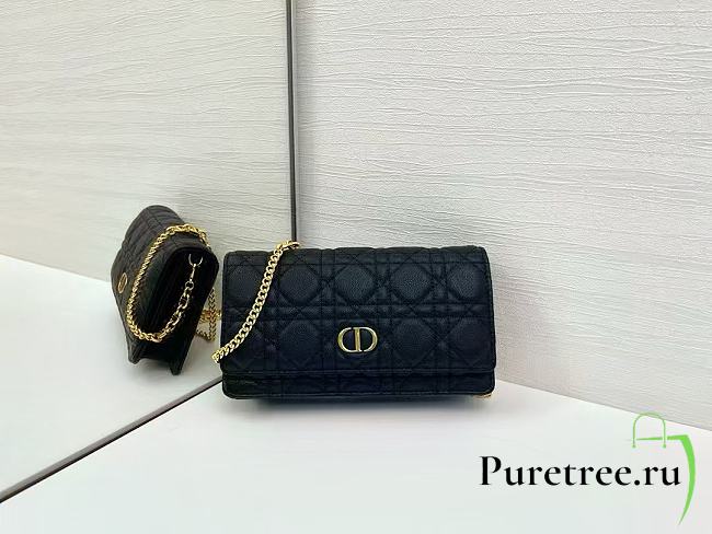 DIOR | Caro Pouch with Chain In Black - 1