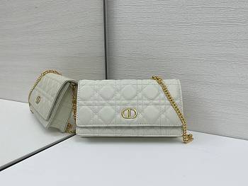 DIOR | Caro Pouch with Chain In White