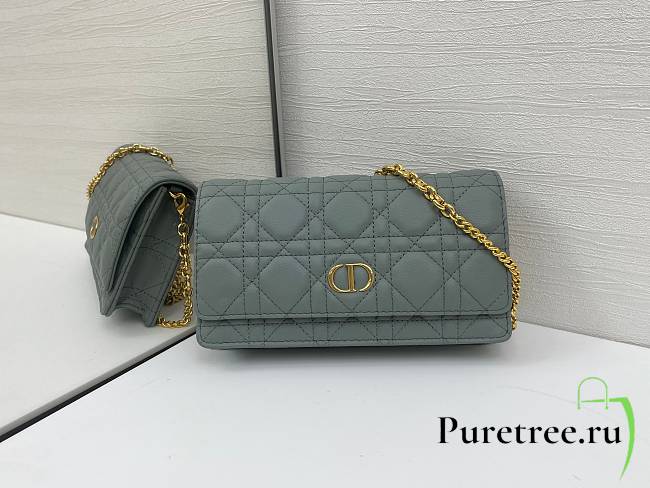 DIOR | Caro Pouch with Chain In Blue - 1