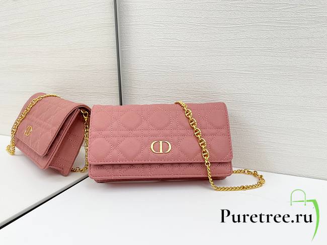 DIOR | Caro Pouch with Chain In Pink - 1