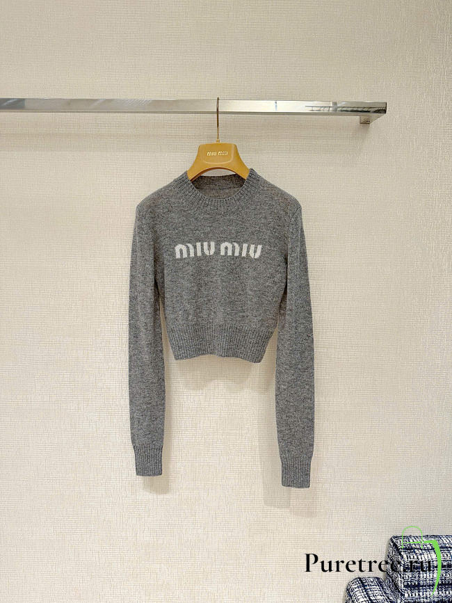 Miu Miu Wool And Cashmere Sweater Grey - 1