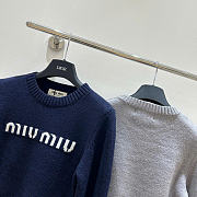 Miu Miu Wool And Cashmere Sweater Dark Blue - 5