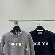 Miu Miu Wool And Cashmere Sweater Dark Blue - 3