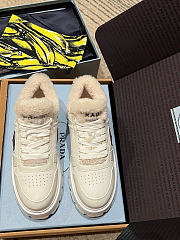 Prada leather x shearling sneakers - 2