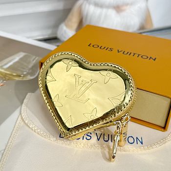 LOUIS VUITTON | Monogram Miroir Heart Coin Purse Gold