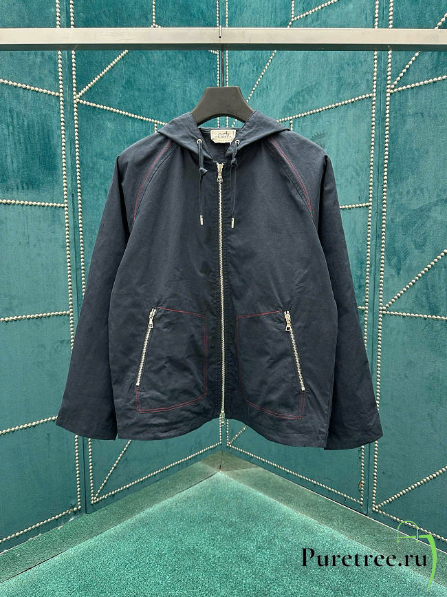 HERMES | Dark blue hooded jacket - 1