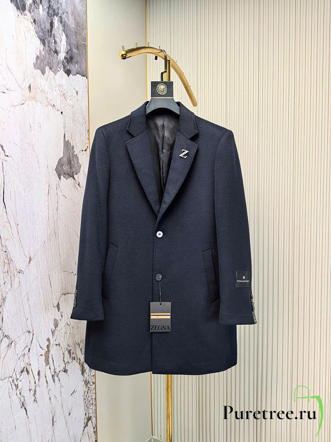Zegna Men Coat Navy Blue Color - 1