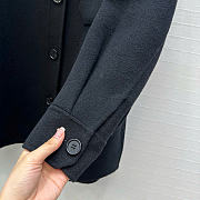 Prada Solid colour single-breasted logo decorated lon Jacket Black - 5