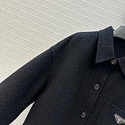 Prada Solid colour single-breasted logo decorated lon Jacket Black - 4