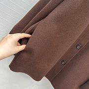 Prada Solid colour single-breasted logo decorated lon Jacket Brown - 5