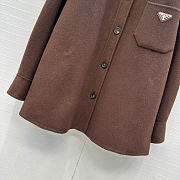 Prada Solid colour single-breasted logo decorated lon Jacket Brown - 2