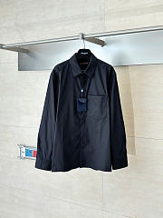 LOUIS VUITTON | Monogram Embossed Pocket Collar Long-Sleeve Shirt Black - 1