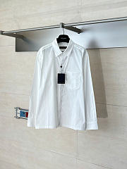 LOUIS VUITTON | Monogram Embossed Pocket Collar Long-Sleeve Shirt White - 1