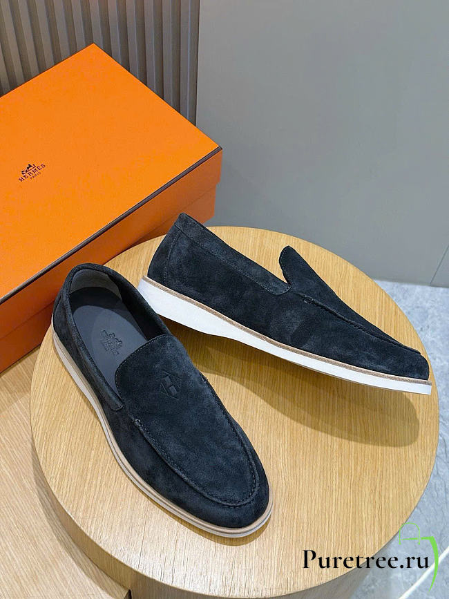 Hermès low loafers in suede combine sleek design dark blue - 1