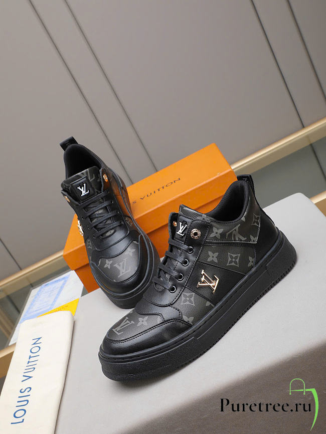LOUIS VUITTON Monogram Low-Top Sneakers Black - 1