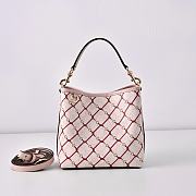 GUCCI | GG Emblem small bucket bag pink leather trim - 1