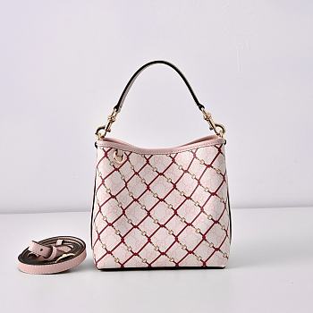 GUCCI | GG Emblem small bucket bag pink leather trim