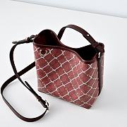 GUCCI | GG Emblem small bucket bag burgundy leather trim - 6
