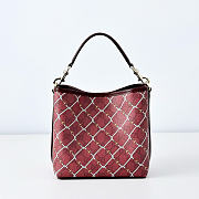 GUCCI | GG Emblem small bucket bag burgundy leather trim - 3