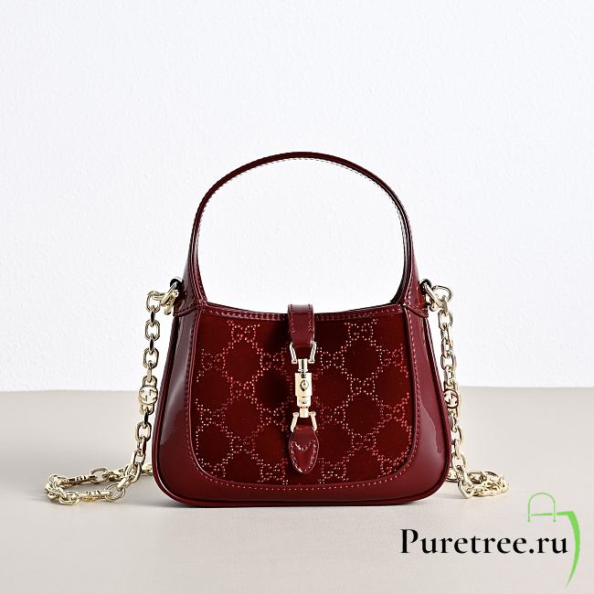 GUCCI | Jackie 1961 crystals mini bag Rosso Ancora red leather trim - 1