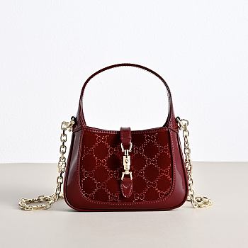 GUCCI | Jackie 1961 crystals mini bag Rosso Ancora red leather trim