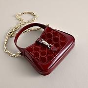GUCCI | Jackie 1961 crystals mini bag Rosso Ancora red leather trim - 3