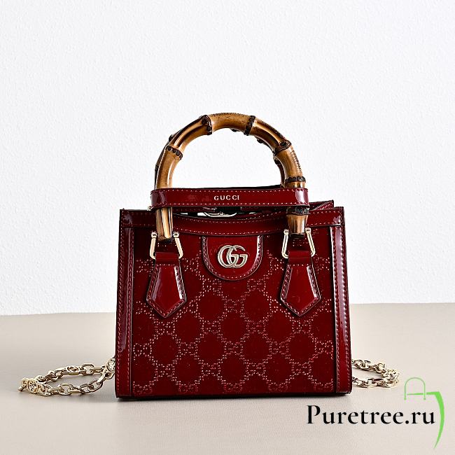 GUCCI | Diana crystals small tote bag Rosso Ancora red velvet - 1