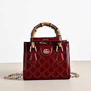 GUCCI | Diana crystals small tote bag Rosso Ancora red velvet - 1