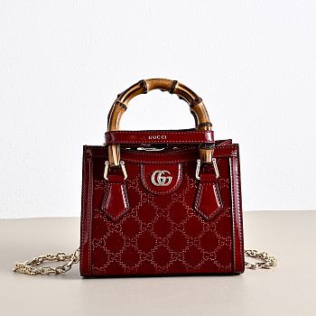 GUCCI | Diana crystals small tote bag Rosso Ancora red velvet