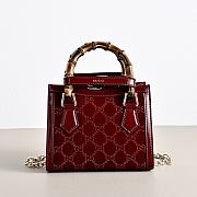 GUCCI | Diana crystals small tote bag Rosso Ancora red velvet - 3