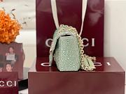 GUCCI | GG Marmont crystals small shoulder bag pale green nubuck leather - 5