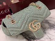 GUCCI | GG Marmont crystals small shoulder bag pale green nubuck leather - 4