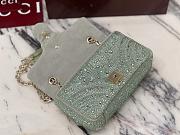 GUCCI | GG Marmont crystals small shoulder bag pale green nubuck leather - 3