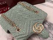 GUCCI | GG Marmont crystals small shoulder bag pale green nubuck leather - 2