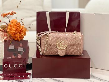 GUCCI | GG Marmont crystals small shoulder bag pink beige leather