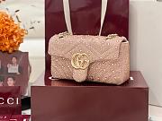 GUCCI | GG Marmont crystals small shoulder bag pink beige leather - 3