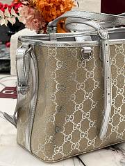 GUCCI | GG Emblem medium tote bag silver fabric - 3