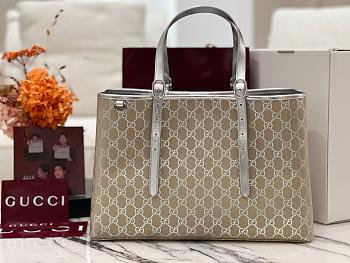 GUCCI | GG Emblem large tote bag silver fabric