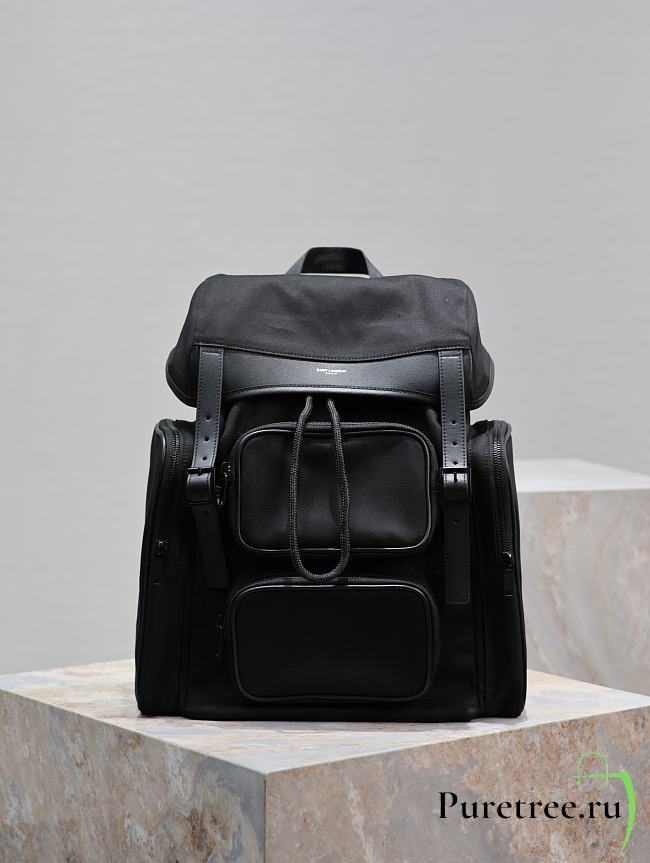 YSL | City Leather-Trimmed ECONYL Backpack In Black - 1