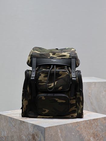 YSL | Camouflage Green Canvas Backpack 