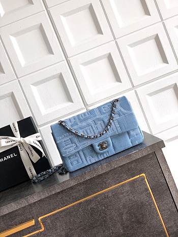 CHANEL | Embroidered Denim Perfume Bottle Single Flap Bag 25 cm