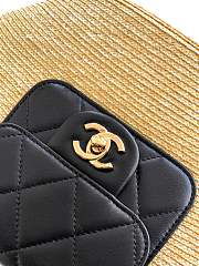 CHANEL | Medium shopping bag Braided straw Beige & Black - 6