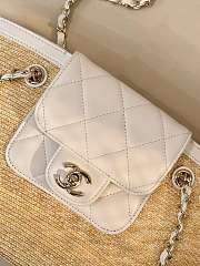 CHANEL | Medium shopping bag Braided straw Beige & White - 6
