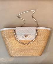 CHANEL | Large shopping bag Braided straw Beige & White - 1